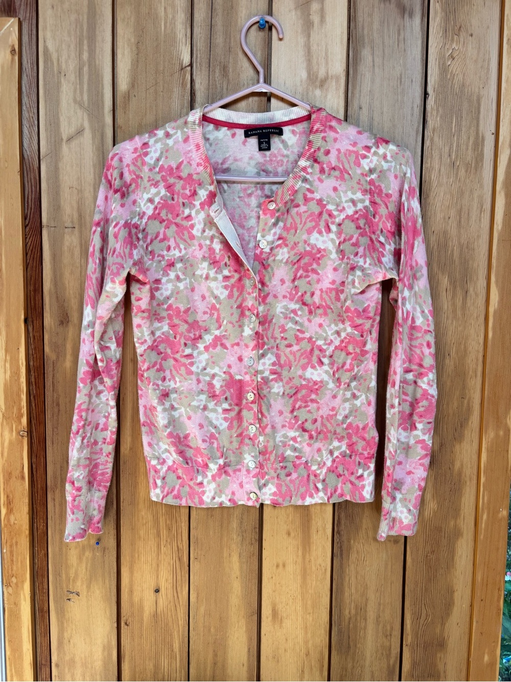 Banana Republic Pink Watercolor Floral Button-Down Cardigan – Petite Small